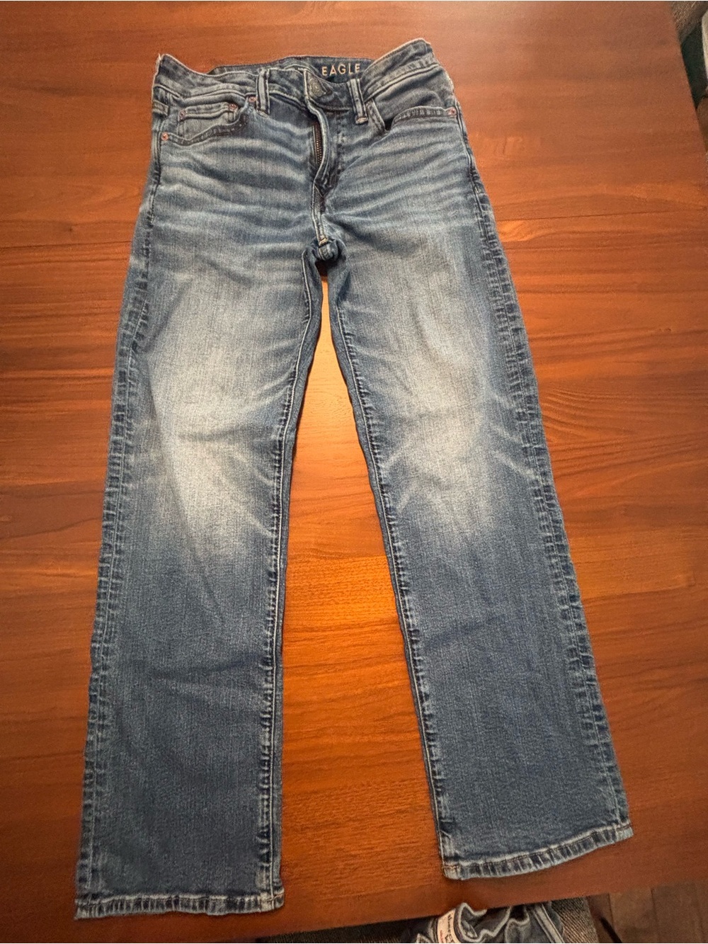 American Eagle Outfitters Faded Blue Straight Jeans for Men